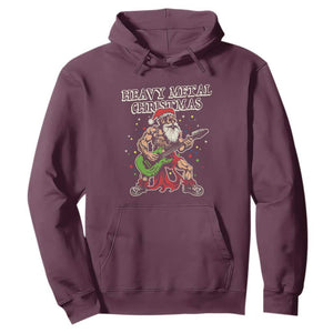 Heavy Metal Santa Hoodie Playing Guitar Christmas Rock Music Lover TS02 Maroon Print Your Wear