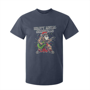 Heavy Metal Santa T Shirt For Kid Playing Guitar Christmas Rock Music Lover TS02 Navy Print Your Wear