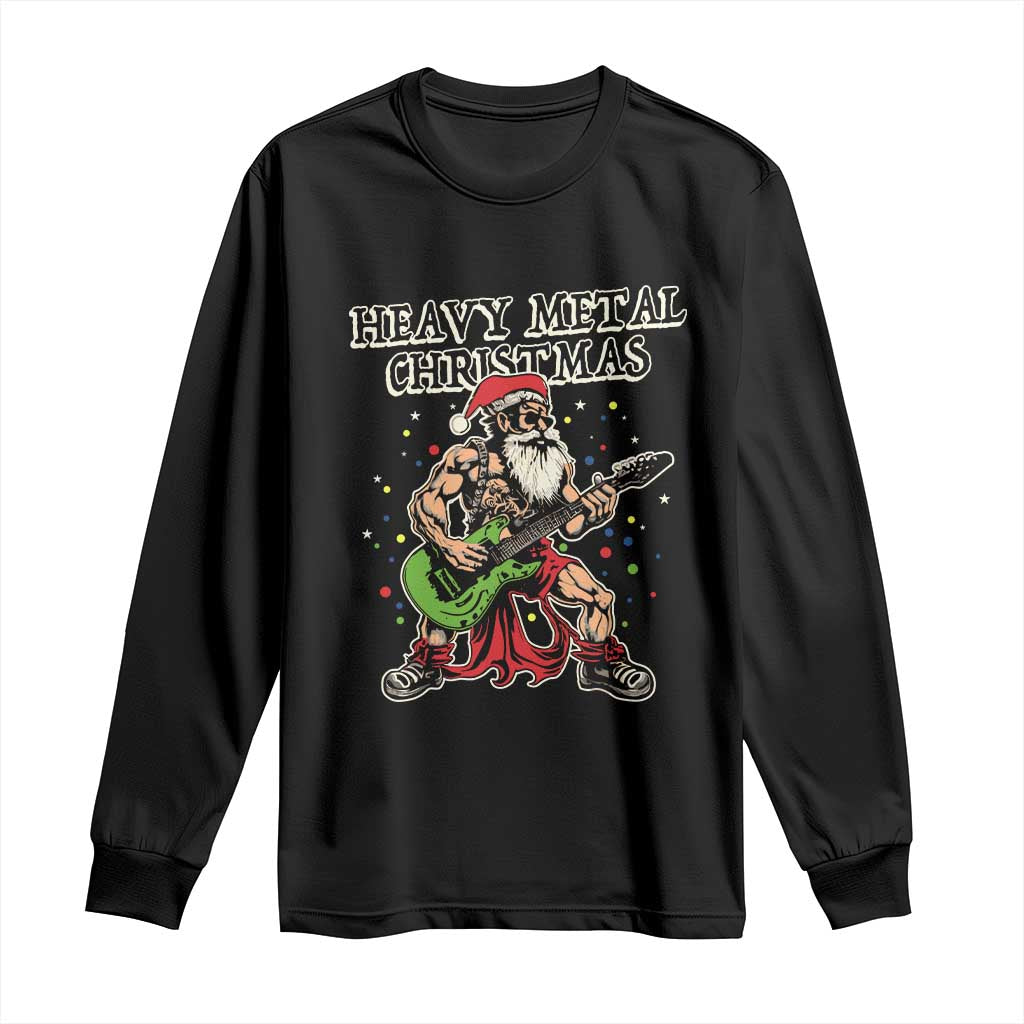 Heavy Metal Santa Long Sleeve Shirt Playing Guitar Christmas Rock Music Lover TS02 Black Print Your Wear