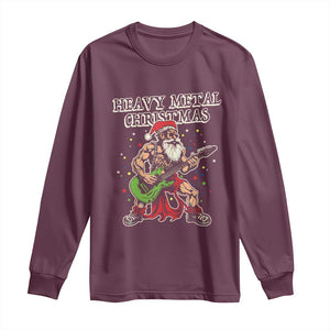 Heavy Metal Santa Long Sleeve Shirt Playing Guitar Christmas Rock Music Lover TS02 Maroon Print Your Wear