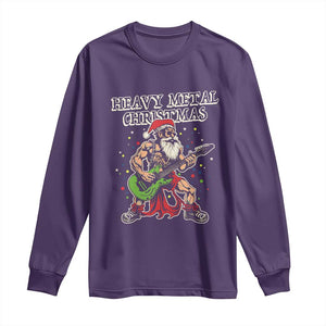 Heavy Metal Santa Long Sleeve Shirt Playing Guitar Christmas Rock Music Lover TS02 Purple Print Your Wear