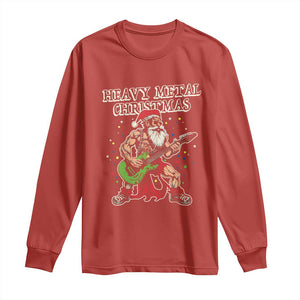 Heavy Metal Santa Long Sleeve Shirt Playing Guitar Christmas Rock Music Lover TS02 Red Print Your Wear