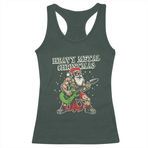 Heavy Metal Santa Racerback Tank Top Playing Guitar Christmas Rock Music Lover TS02 Dark Forest Green Print Your Wear