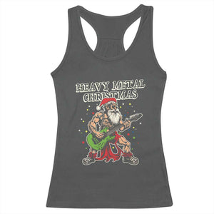 Heavy Metal Santa Racerback Tank Top Playing Guitar Christmas Rock Music Lover TS02 Dark Heather Print Your Wear