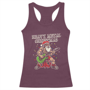 Heavy Metal Santa Racerback Tank Top Playing Guitar Christmas Rock Music Lover TS02 Maroon Print Your Wear