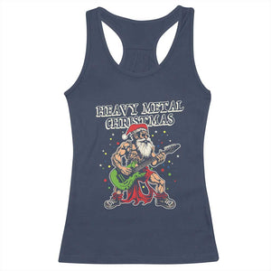 Heavy Metal Santa Racerback Tank Top Playing Guitar Christmas Rock Music Lover TS02 Navy Print Your Wear