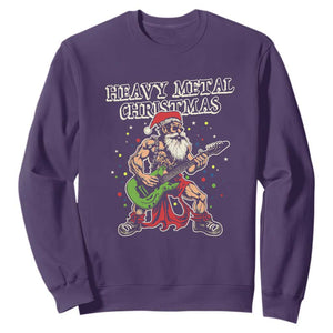 Heavy Metal Santa Sweatshirt Playing Guitar Christmas Rock Music Lover TS02 Purple Print Your Wear