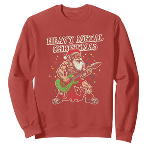 Heavy Metal Santa Sweatshirt Playing Guitar Christmas Rock Music Lover TS02 Red Print Your Wear