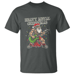 Heavy Metal Santa T Shirt Playing Guitar Christmas Rock Music Lover TS02 Dark Heather Print Your Wear