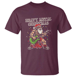 Heavy Metal Santa T Shirt Playing Guitar Christmas Rock Music Lover TS02 Maroon Print Your Wear