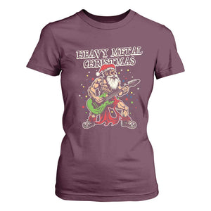 Heavy Metal Santa T Shirt For Women Playing Guitar Christmas Rock Music Lover TS02 Maroon Print Your Wear