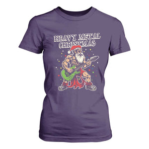 Heavy Metal Santa T Shirt For Women Playing Guitar Christmas Rock Music Lover TS02 Purple Print Your Wear