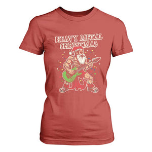 Heavy Metal Santa T Shirt For Women Playing Guitar Christmas Rock Music Lover TS02 Red Print Your Wear