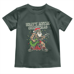 Heavy Metal Santa Toddler T Shirt Playing Guitar Christmas Rock Music Lover TS02 Dark Forest Green Print Your Wear