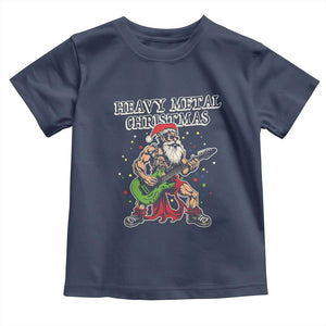 Heavy Metal Santa Toddler T Shirt Playing Guitar Christmas Rock Music Lover TS02 Navy Print Your Wear