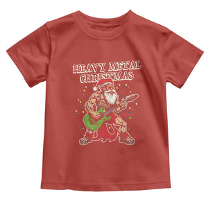 Heavy Metal Santa Toddler T Shirt Playing Guitar Christmas Rock Music Lover TS02 Red Print Your Wear