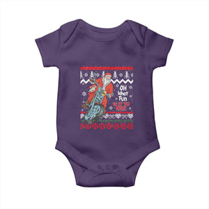 Biker Santa Claus Baby Onesie Christmas Motorcycle Oh What Fun It Is To Ride Ugly Sweater TS02 Purple Print Your Wear