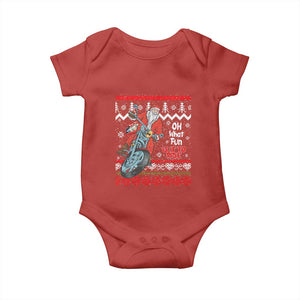 Biker Santa Claus Baby Onesie Christmas Motorcycle Oh What Fun It Is To Ride Ugly Sweater TS02 Red Print Your Wear