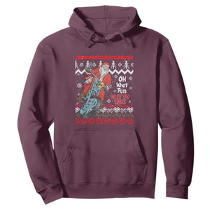 Biker Santa Claus Hoodie Christmas Motorcycle Oh What Fun It Is To Ride Ugly Sweater TS02 Maroon Print Your Wear