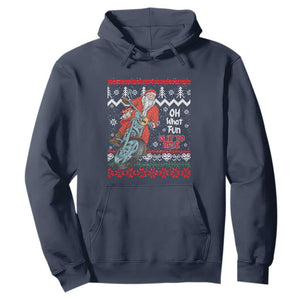 Biker Santa Claus Hoodie Christmas Motorcycle Oh What Fun It Is To Ride Ugly Sweater TS02 Navy Print Your Wear