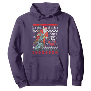 Biker Santa Claus Hoodie Christmas Motorcycle Oh What Fun It Is To Ride Ugly Sweater TS02 Purple Print Your Wear