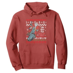 Biker Santa Claus Hoodie Christmas Motorcycle Oh What Fun It Is To Ride Ugly Sweater TS02 Red Print Your Wear