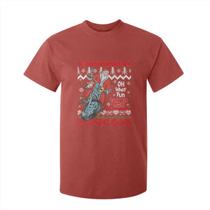 Biker Santa Claus T Shirt For Kid Christmas Motorcycle Oh What Fun It Is To Ride Ugly Sweater TS02 Red Print Your Wear