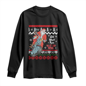 Biker Santa Claus Long Sleeve Shirt Christmas Motorcycle Oh What Fun It Is To Ride Ugly Sweater TS02 Black Print Your Wear