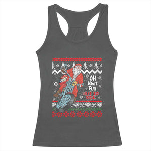 Biker Santa Claus Racerback Tank Top Christmas Motorcycle Oh What Fun It Is To Ride Ugly Sweater TS02 Dark Heather Print Your Wear