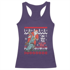 Biker Santa Claus Racerback Tank Top Christmas Motorcycle Oh What Fun It Is To Ride Ugly Sweater TS02 Purple Print Your Wear