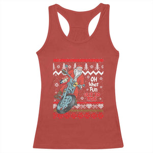 Biker Santa Claus Racerback Tank Top Christmas Motorcycle Oh What Fun It Is To Ride Ugly Sweater TS02 Red Print Your Wear