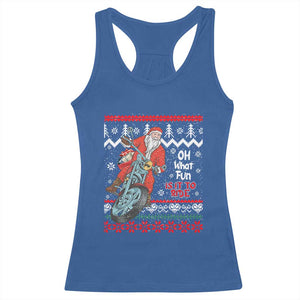 Biker Santa Claus Racerback Tank Top Christmas Motorcycle Oh What Fun It Is To Ride Ugly Sweater TS02 Royal Blue Print Your Wear