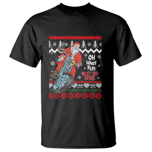 Biker Santa Claus T Shirt Christmas Motorcycle Oh What Fun It Is To Ride Ugly Sweater TS02 Black Print Your Wear