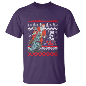 Biker Santa Claus T Shirt Christmas Motorcycle Oh What Fun It Is To Ride Ugly Sweater TS02 Purple Print Your Wear