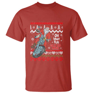 Biker Santa Claus T Shirt Christmas Motorcycle Oh What Fun It Is To Ride Ugly Sweater TS02 Red Print Your Wear