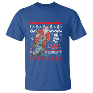 Biker Santa Claus T Shirt Christmas Motorcycle Oh What Fun It Is To Ride Ugly Sweater TS02 Royal Blue Print Your Wear