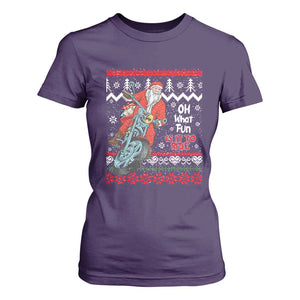 Biker Santa Claus T Shirt For Women Christmas Motorcycle Oh What Fun It Is To Ride Ugly Sweater TS02 Purple Print Your Wear