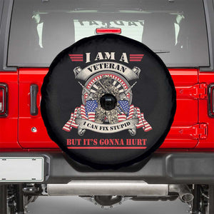 Funny Veteran Spare Tire Cover I Can Fix Stupid But It's Gonna Hurt TS02 Black Print Your Wear