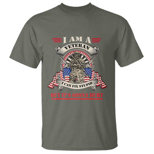 Funny Veteran T Shirt I Can Fix Stupid But It's Gonna Hurt TS02 Military Green Print Your Wear