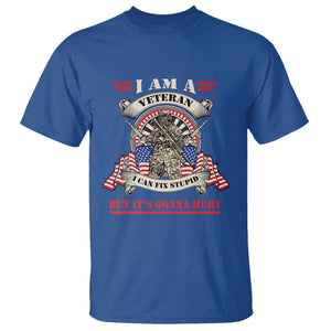 Funny Veteran T Shirt I Can Fix Stupid But It's Gonna Hurt TS02 Royal Blue Print Your Wear