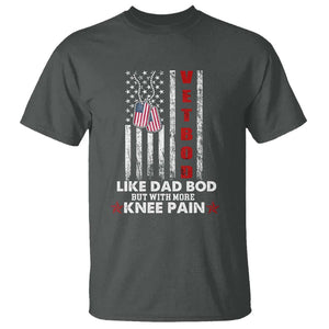 American Vetbod T Shirt Like Dad Bod But With More Knee Pain Patriotic Dog Tag US Flag TS02 Dark Heather Print Your Wear