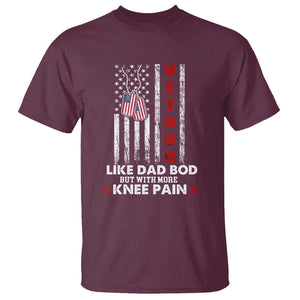 American Vetbod T Shirt Like Dad Bod But With More Knee Pain Patriotic Dog Tag US Flag TS02 Maroon Print Your Wear