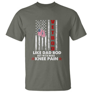 American Vetbod T Shirt Like Dad Bod But With More Knee Pain Patriotic Dog Tag US Flag TS02 Military Green Print Your Wear