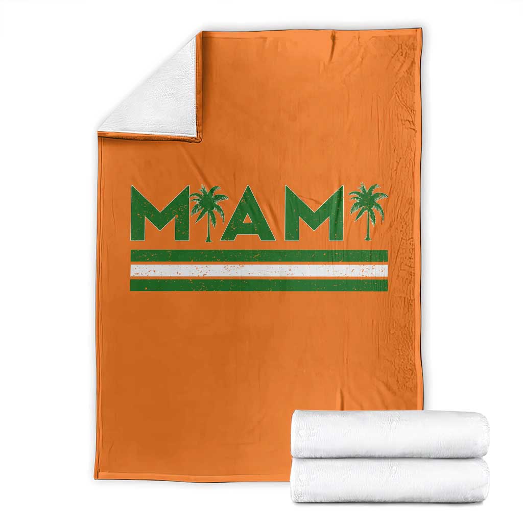Retro Miami Palm Tree Throw Blanket Vintage South Florida Pride Distressed Orange and Green TS02 Orange Print Your Wear