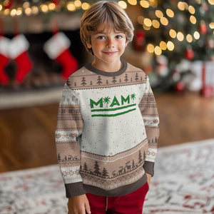 Retro Miami Palm Tree Ugly Christmas Sweater Vintage South Florida Pride Distressed Orange and Green TS02 Mocha Mousse Print Your Wear