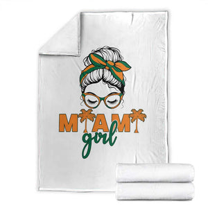 Miami Girl Messy Bun Bandana Throw Blanket South Florida Pride Palm Trees TS02 White Print Your Wear