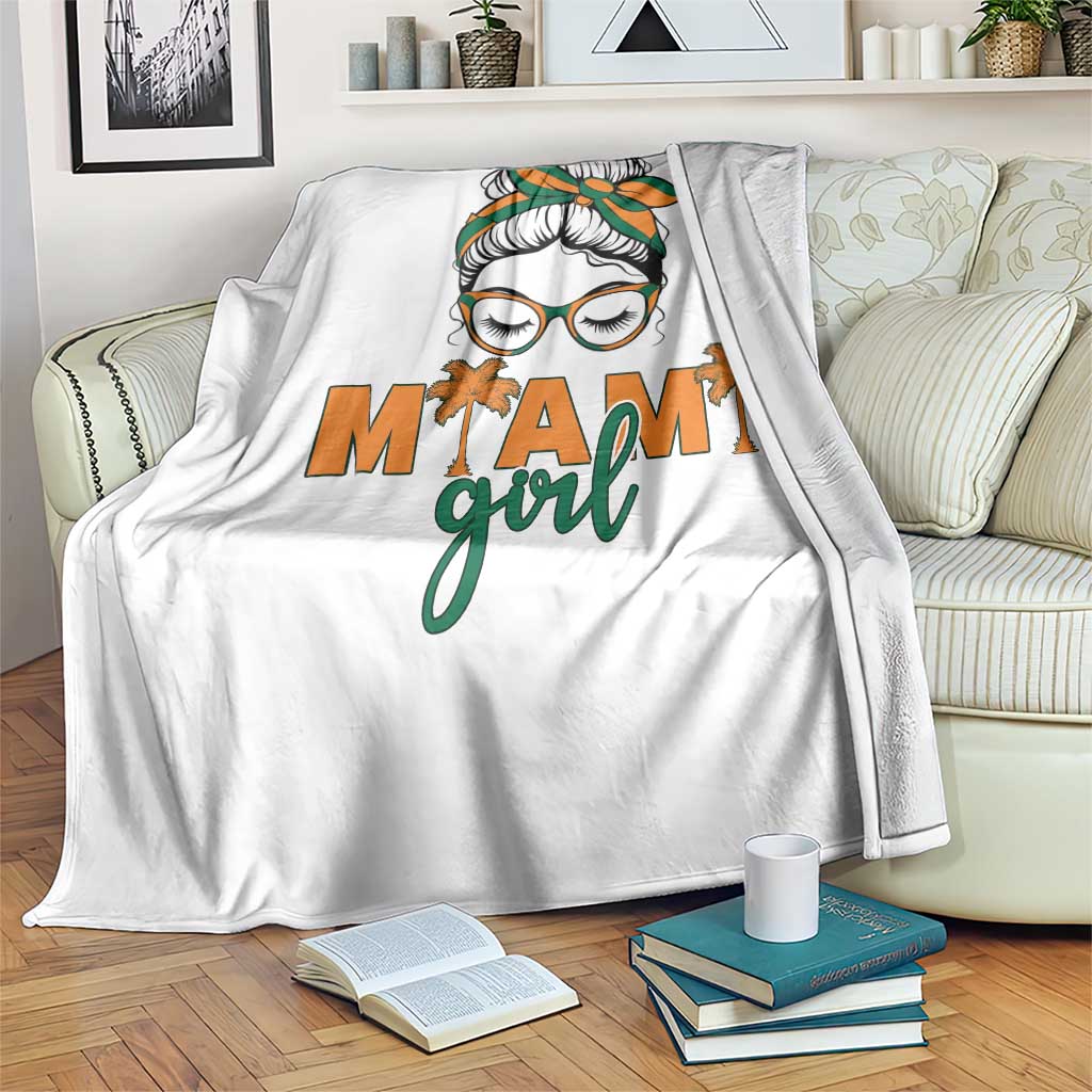 Miami Girl Messy Bun Bandana Throw Blanket South Florida Pride Palm Trees TS02 Print Your Wear