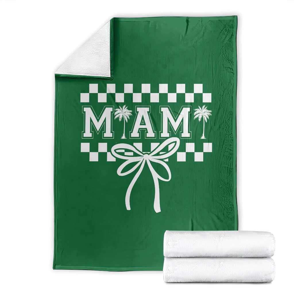 Preppy Miami Bow Aesthetic Throw Blanket Cute Checkered Palm Tree College Girl TS02 Irish Green Print Your Wear