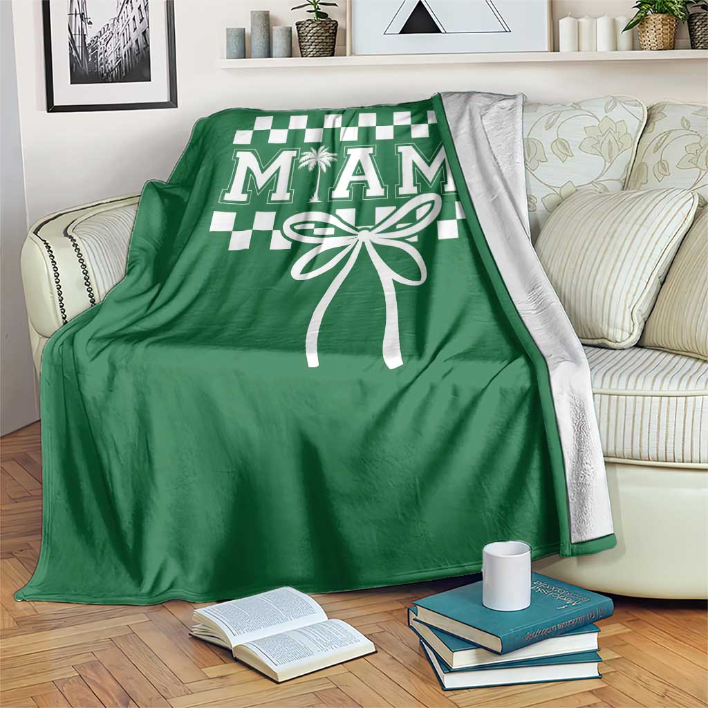 Preppy Miami Bow Aesthetic Throw Blanket Cute Checkered Palm Tree College Girl TS02 Print Your Wear