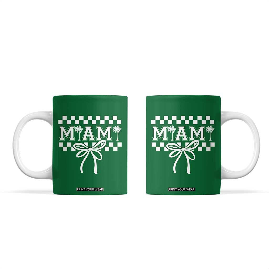 Preppy Miami Bow Aesthetic Coffee Mug Cute Checkered Palm Tree College Girl TS02 Irish Green Print Your Wear